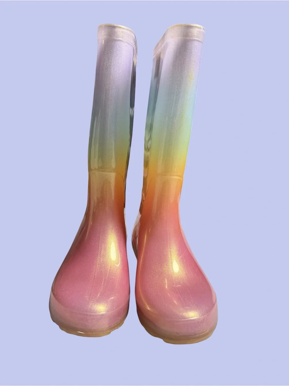 Girls Rainbow Glitter Rain Boots Size 13